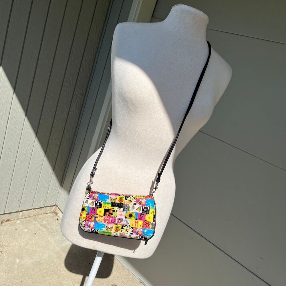 VTG Y2K Relic Vinyl Collage Print Shoulder Bag Clutch Butterfly Pop Art